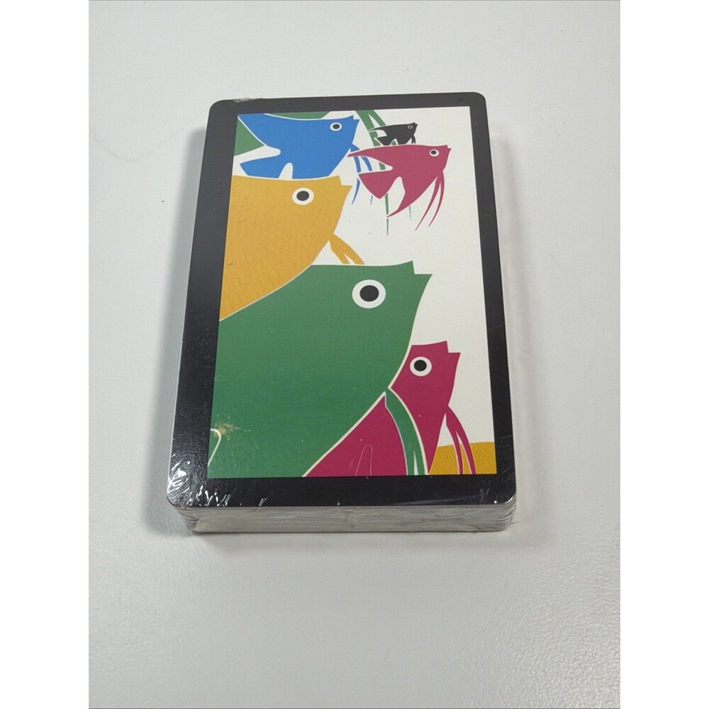 Vintage MCM Fish Playing Cards Trump USA NOS Sealed Black Border Multicolored